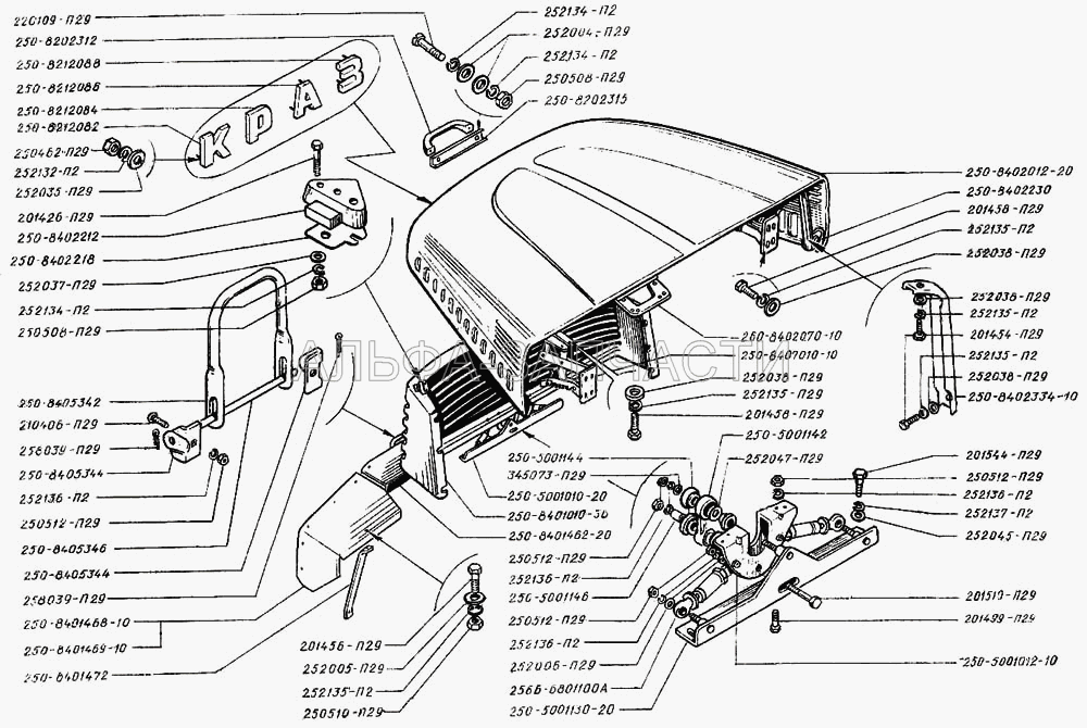 Облицовка радиатора и капот (250-5001144 Втулка) 