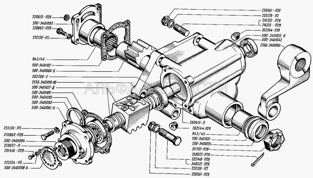 Механизм рулевой (255Б-3403016-В2 Кронштейн рулевого механизма) 