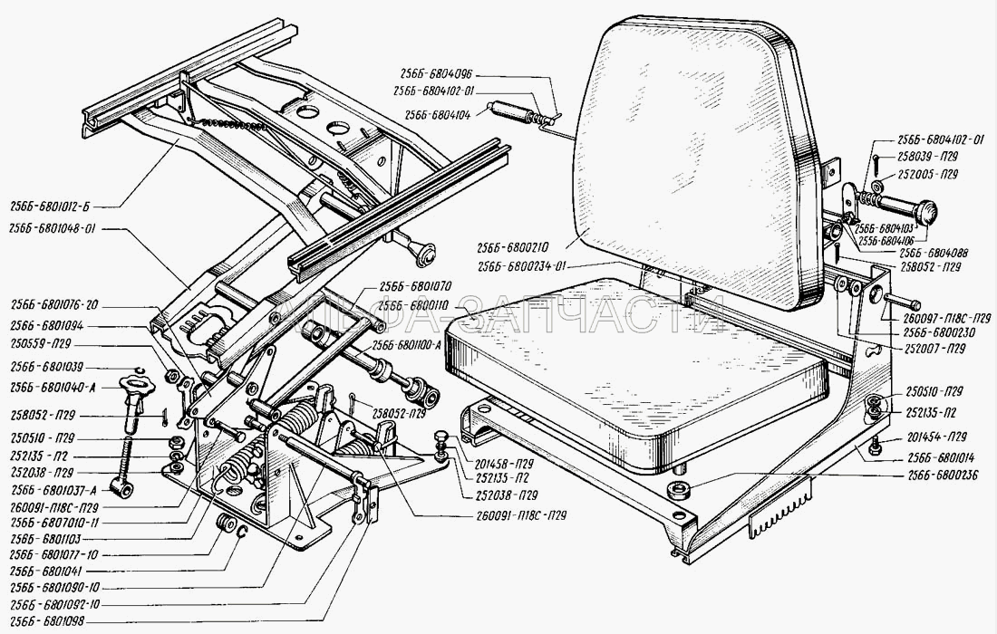 Сиденье водителя и пассажирское (256Б-6800010-03 Сиденье в сборе) 