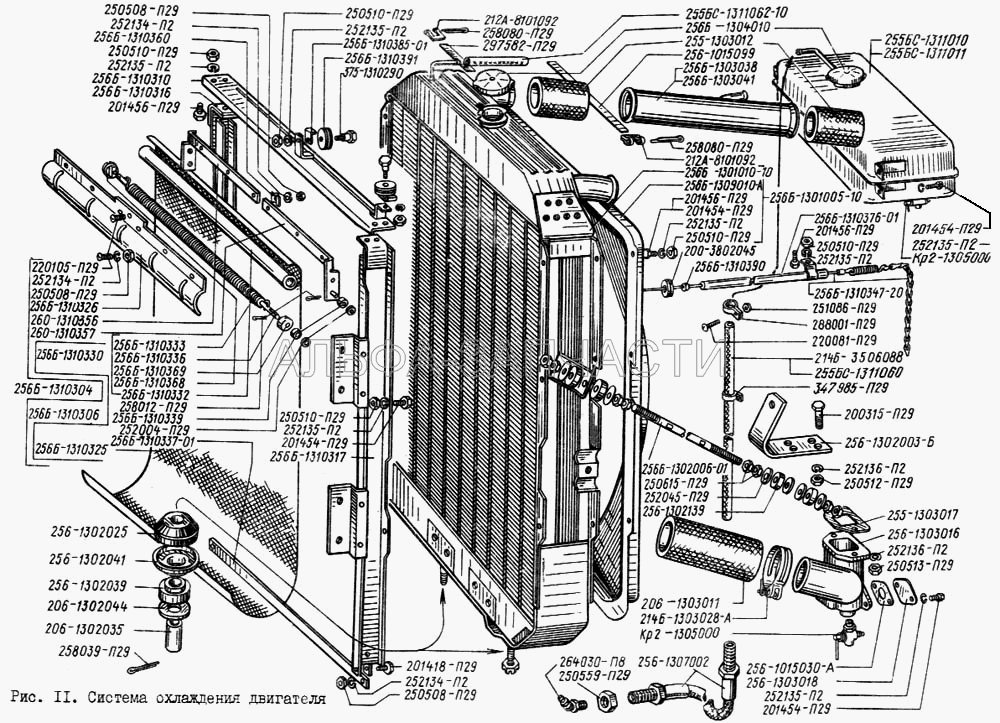 Система охлаждения двигателя (256Б-1301010-10 Радиатор с рамкой) 