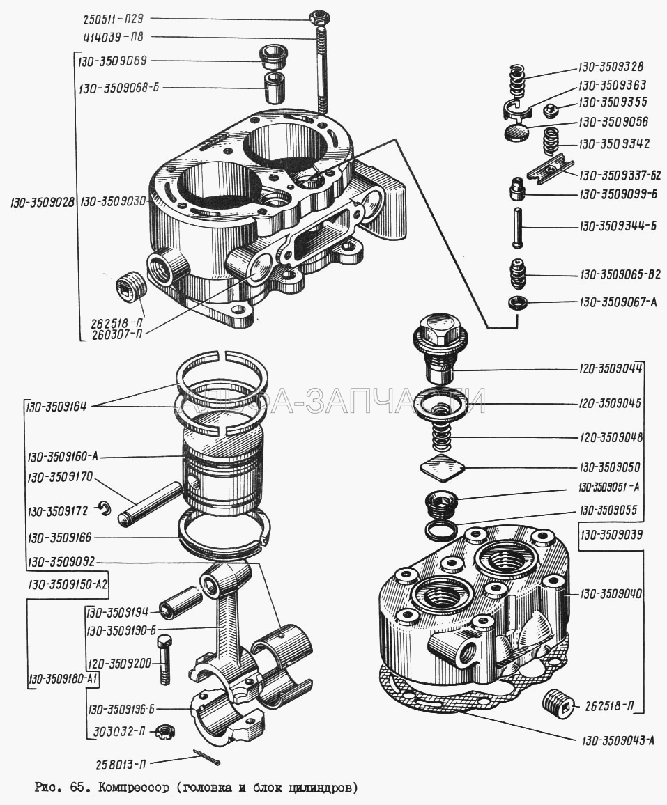 Компрессор (головка и блок цилиндров) (130-3509160-А Поршень) 