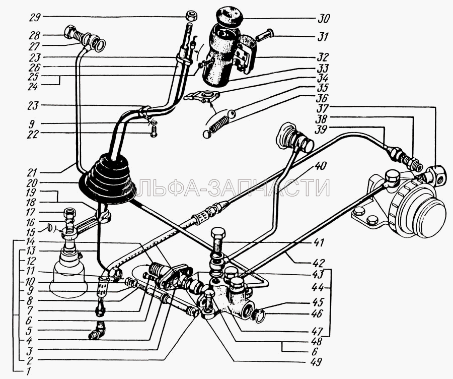 Рычаг переключения передач (6437-1723200 Кран управления механизмом переключения дополнительной коробки) 