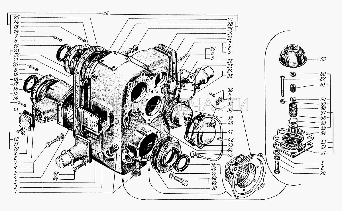 Картеры и крышки раздаточной коробки (260-1802212 Крышка) 