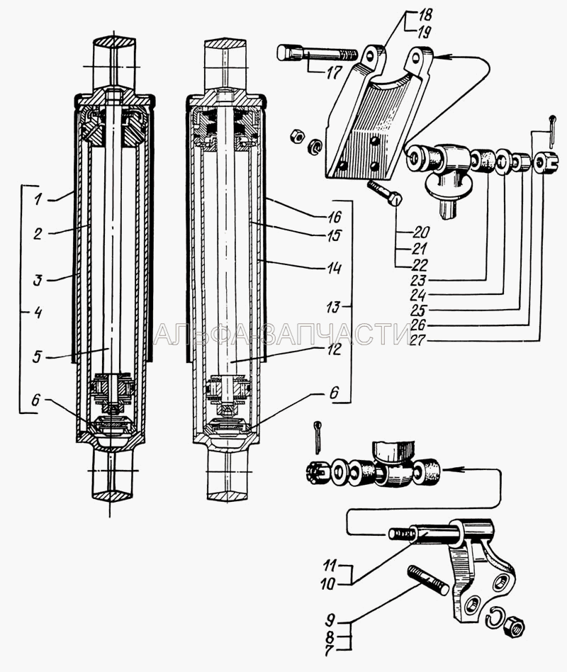 Амортизатор передней подвески (202145 Болт М16х1,5х45) 