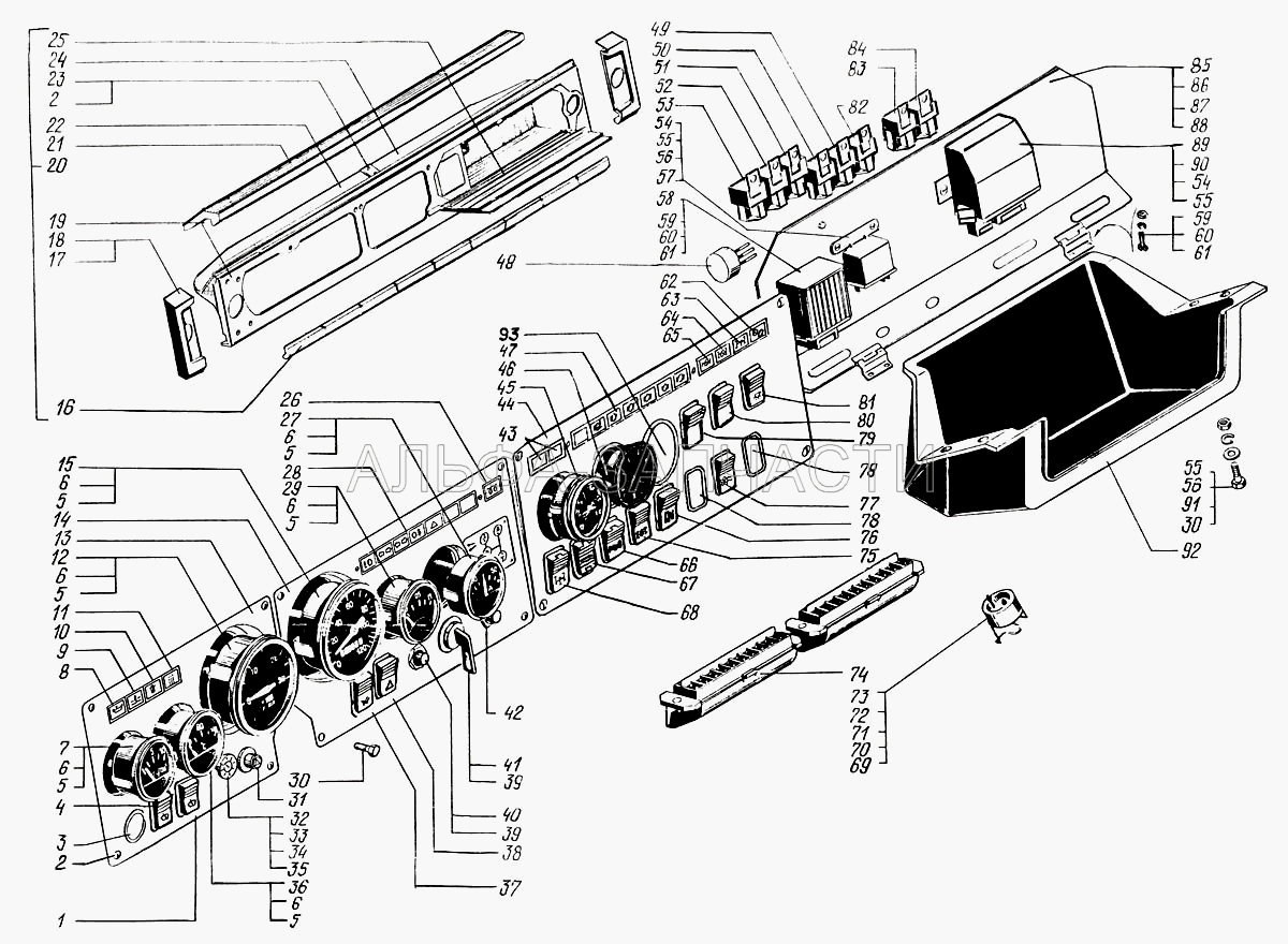 Панель приборов (250-3710015-01 Рамка выключателя) 