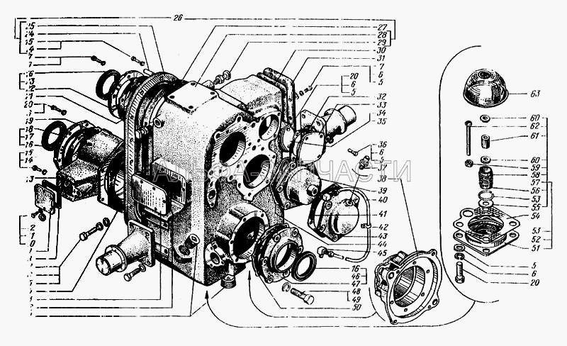 Картеры и крышки раздаточной коробки (260-1802028-01 Крышка) 