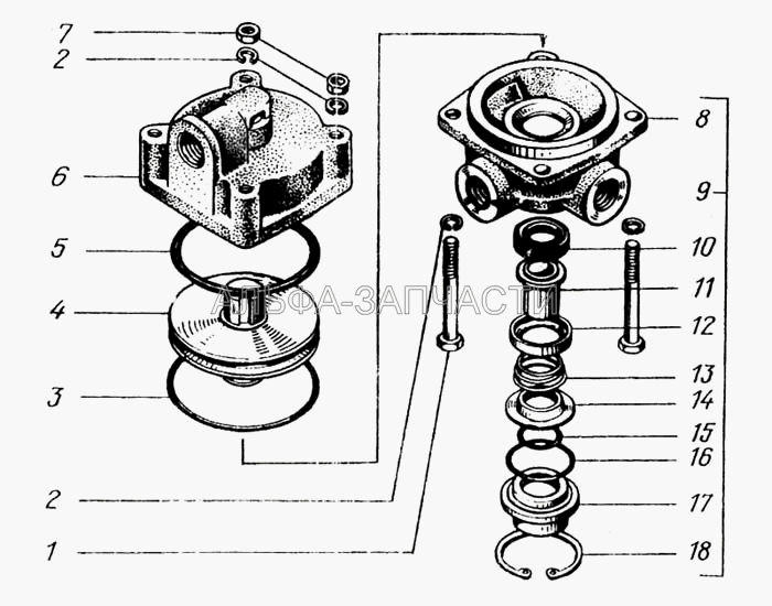 Клапан ускорительный (100-3514023 Кольцо клапана) 