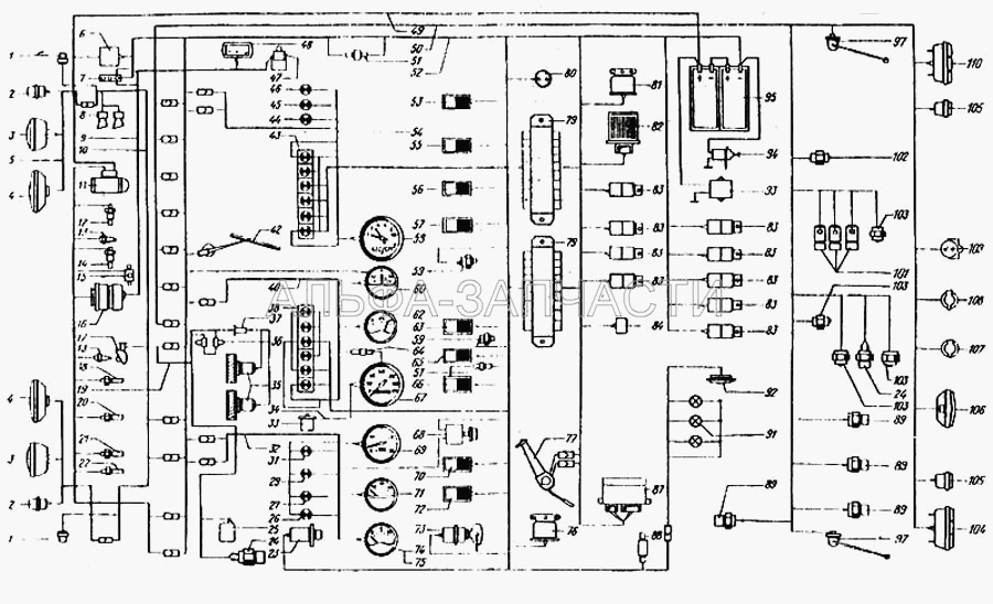 Схема электрооборудования (ПС315-3723100-А Розетка внешнего пуска) 