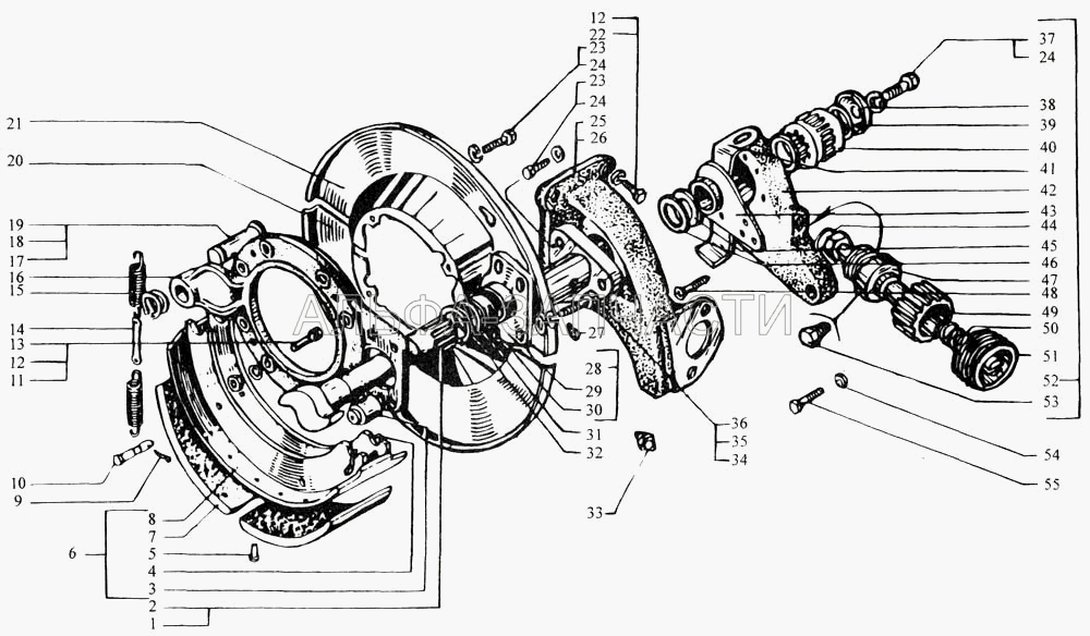 Механизмы тормозные задние (201454-П29 Болт М8х1,25х16) 