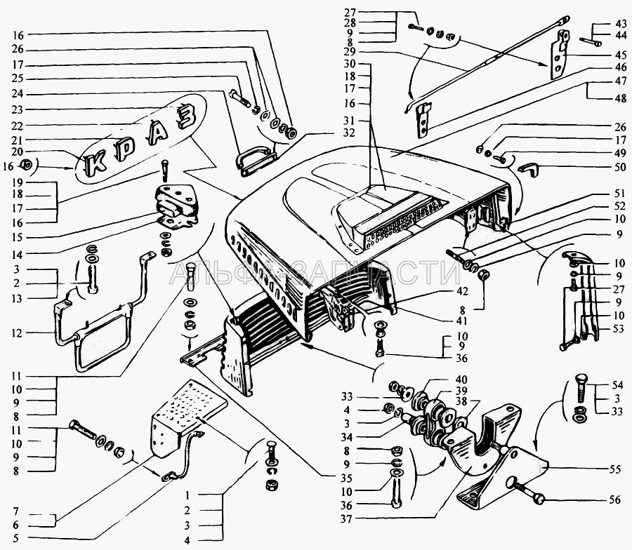 Облицовка радиатора. Капот (348859 Шпилька М8) 