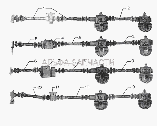 Карданная передача (65055-2205006-10 Вал карданный) 