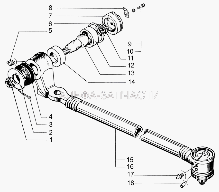 Тяга рулевая продольная (200-3003065-02 Палец шаровой) 