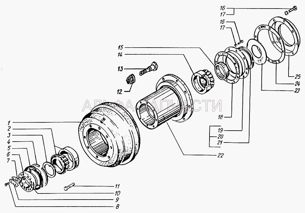 Ступицы и тормозные барабаны задних дисковых колес (6505-3104082 Втулка распорная) 