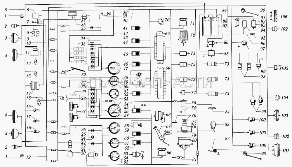 Электрооборудование КрАЗ-6510, КрАЗ-65101 (32.3710000 Выключатель аварийной сигнализации) 