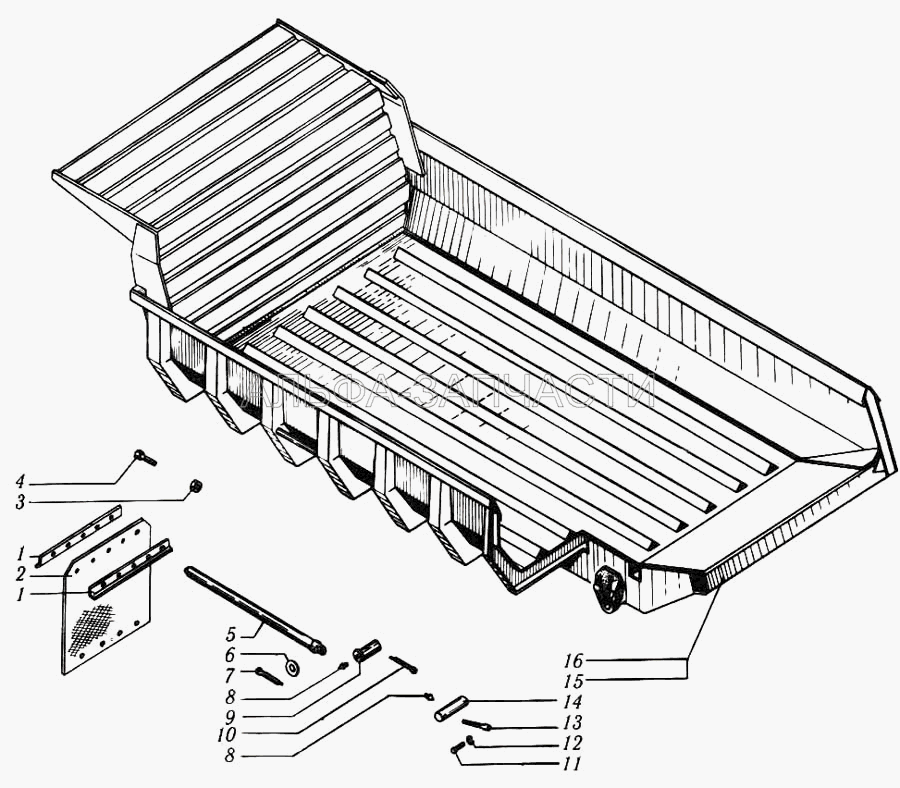 Платформа КрАЗ-6510 и КрАЗ-651001 (256Б-8511084 Отражатель брызговика задний) 