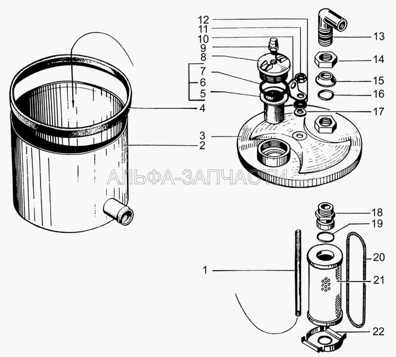 Бачок масляный (255Б-3410072 Фильтр заливной горловины бачка в сборе) 