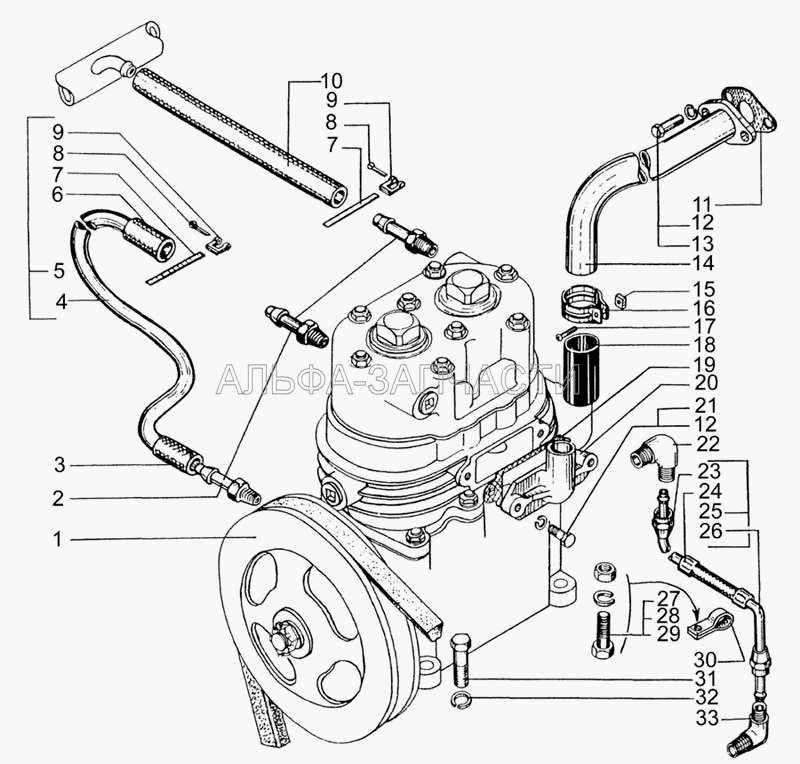 Установка и привод компрессора (256Б1-3509260 Трубка подвода масла передняя) 