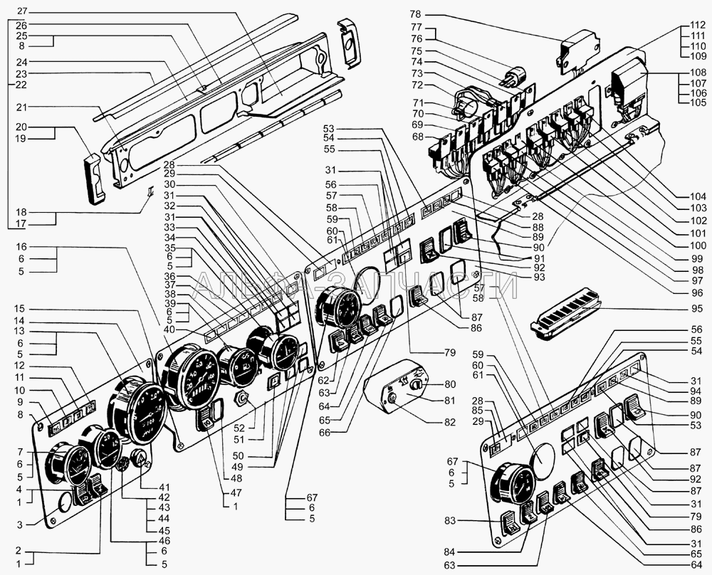 Панель приборов (250-3710015-01 Рамка выключателя) 