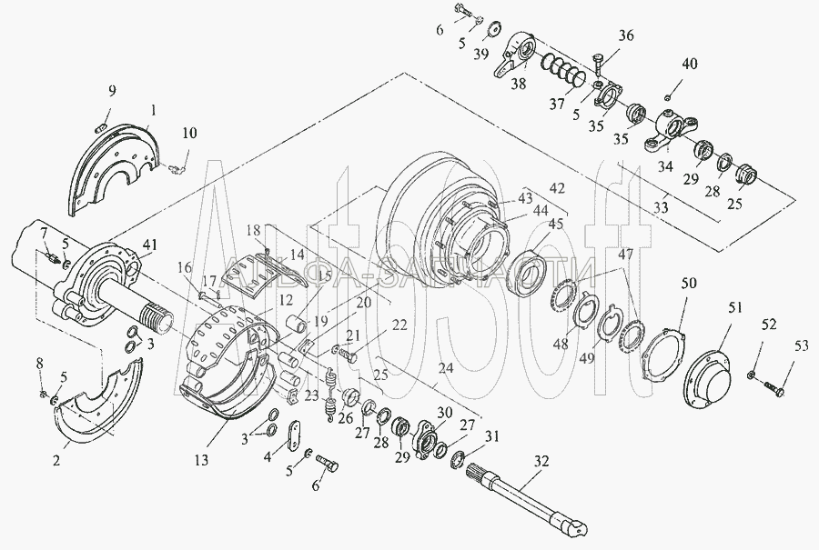 Тормозной механизм с осью (54326-3501091 Колодка тормоза) 