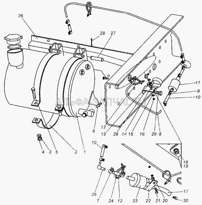 Топливопроводы питания подогревателя. Thermo 90S (250512 Гайка М10х1-6Н) 