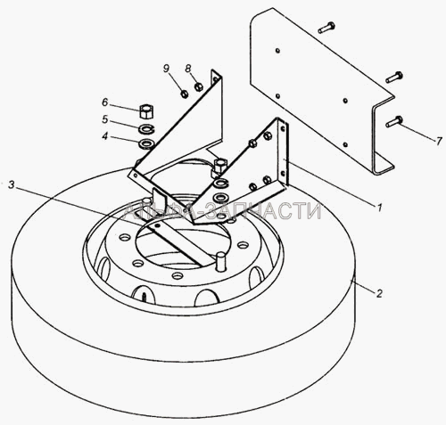 Установка запасного колеса  
