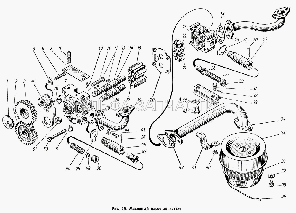 Масляный насос двигателя (236-1011352 Трубка отводящая нагнетающей секции) 