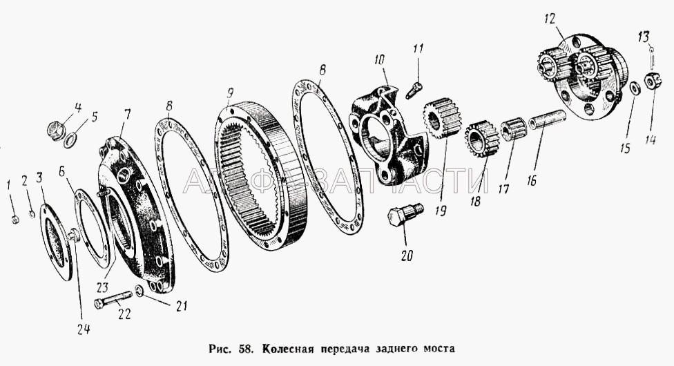 Колесная передача заднего моста (500А-2405035 Сателлит колесной передачи) 