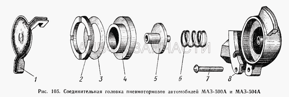 Соединительная головка пневмотормозов Автомобилей МАЗ-500А и МАЗ-504А  