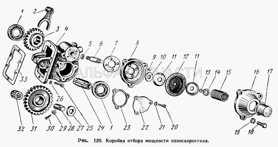 Коробка отбора мощности односкоростная  