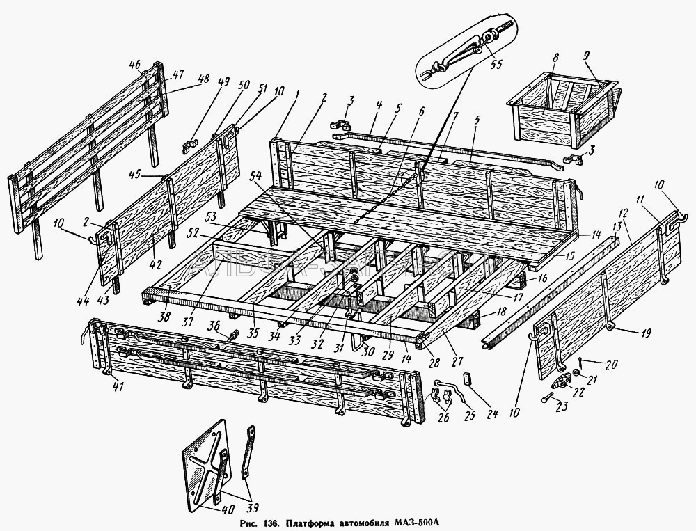 Платформа автомобиля МАЗ-500А (210409-П29 Болт) 