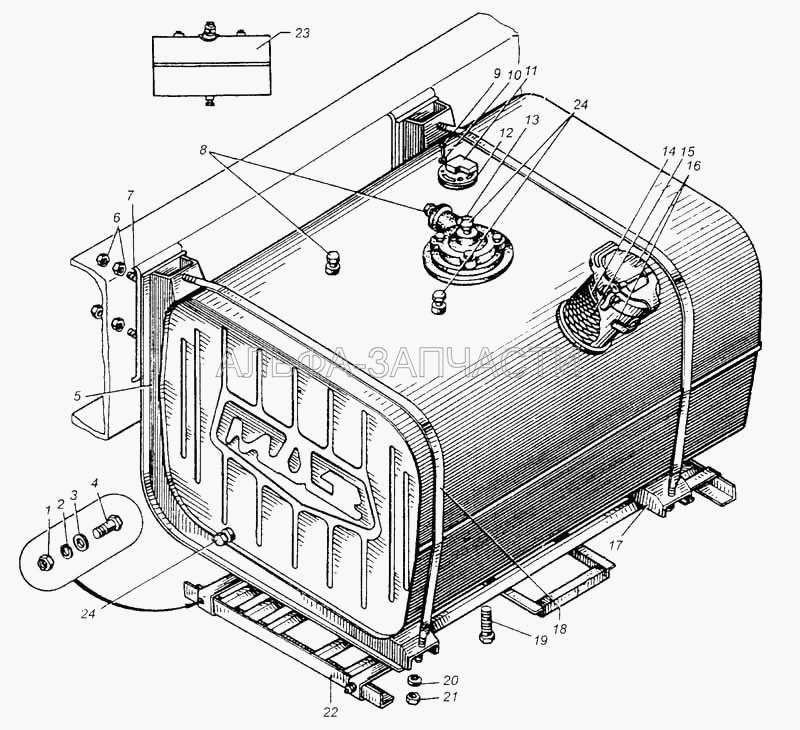 Бак топливный и его установка автомобиля МАЗ-509А  