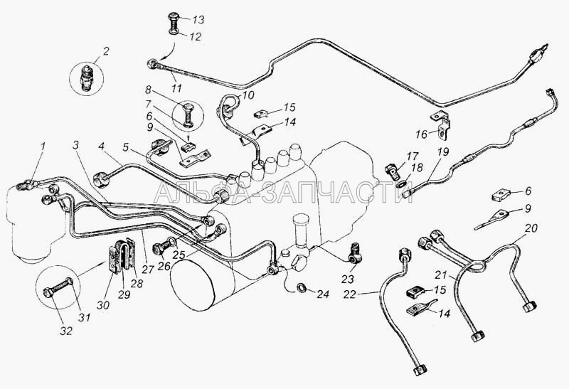 Топливные трубопроводы двигателя ЯМЗ-236  
