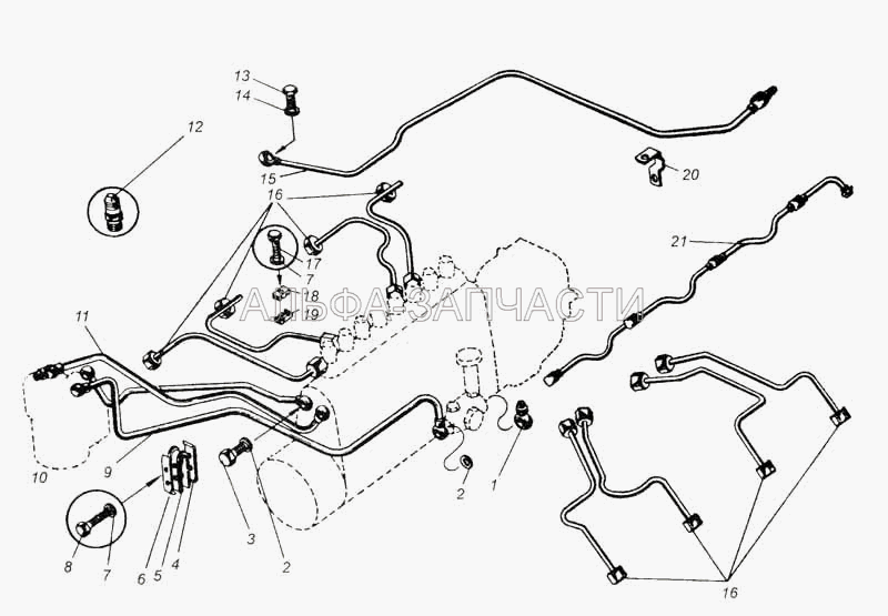 Топливные трубопроводы двигателя ЯМЗ-238  