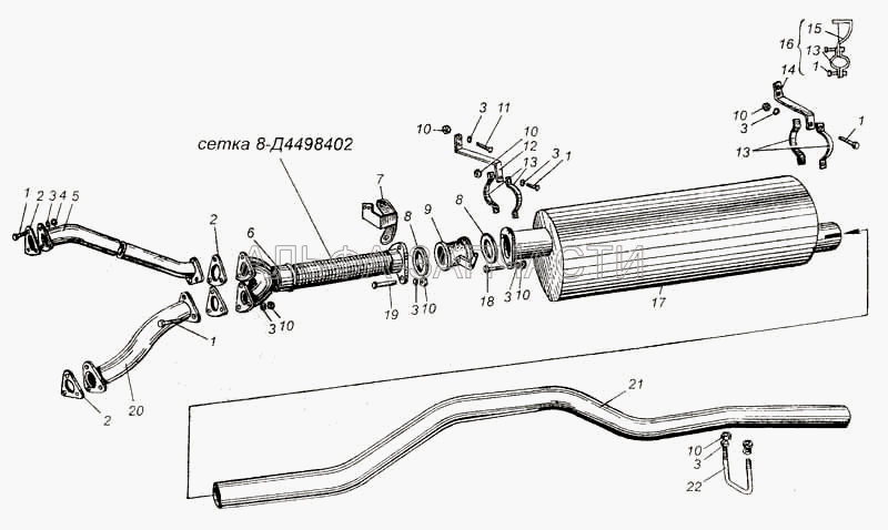 Глушитель автомобилей МАЗ-5335, МАЗ-5549, МАЗ-5429, МАЗ-504В  