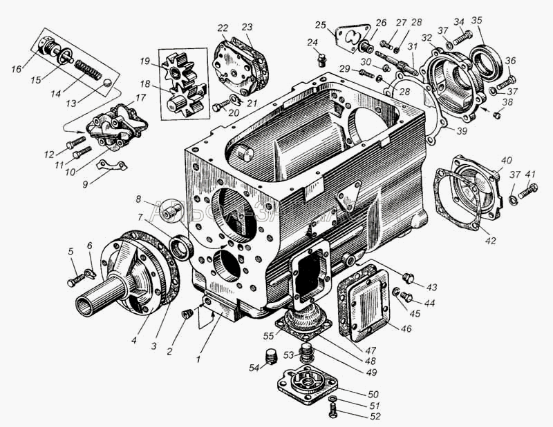 Картер и насос масляный коробки передач  