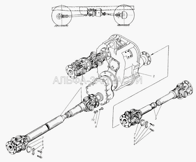 Валы карданные автомобиля МАЗ-509А (500А-2201049-Б Фланец-вилка карданного вала) 