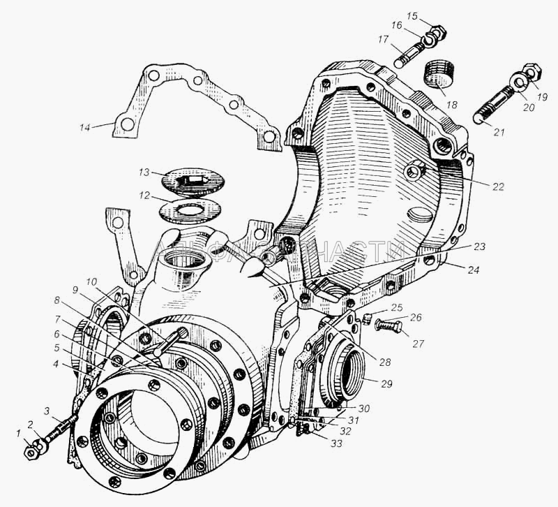 Картер редуктора переднего моста автомобиля МАЗ-509А  