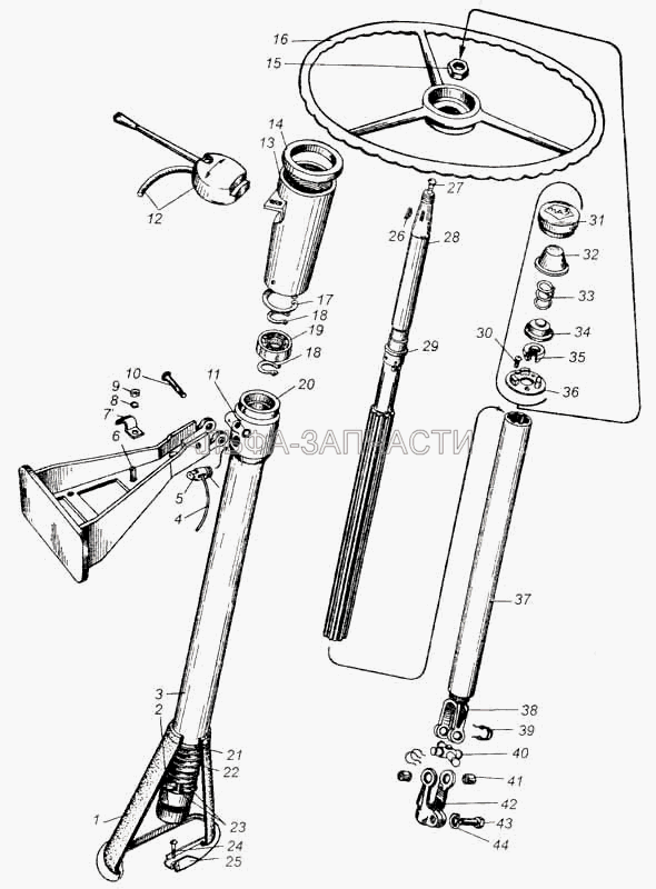 Колонка рулевая с колесом рулевого управления и ее крепление (500А-3444030 Кожух колонки руля верхний в сборе) 
