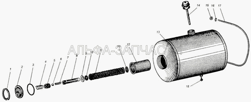 Бак масляный механизма подъема платформы автомобиля МАЗ-5549 (У-100-95-2 Кольцо резиновое) 