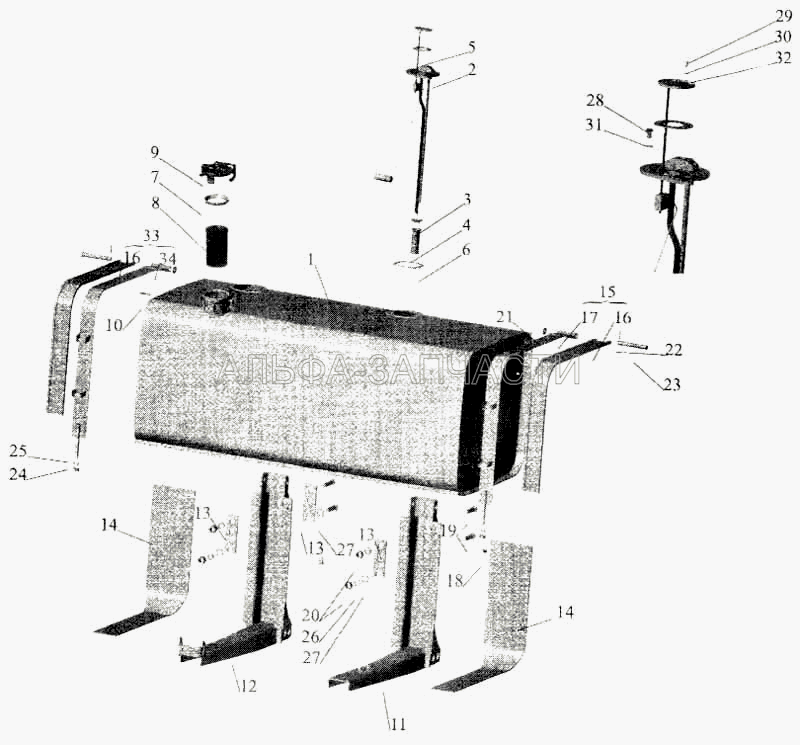 Крепление топливного бака (500 литров) (372780 Болт М18х1,5-6gх75) 