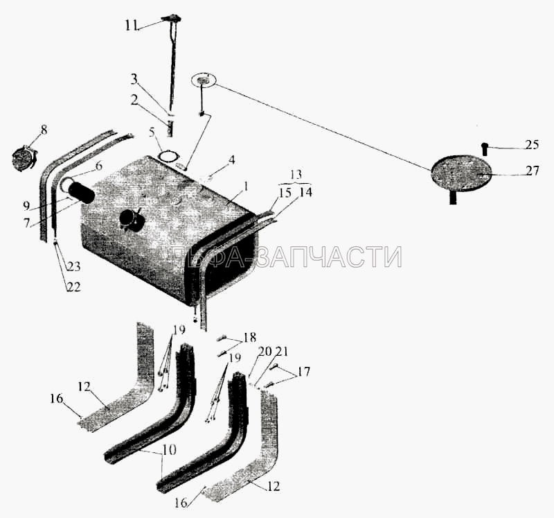 Крепление топливного бака (350 литров) (54321-1105020 Крышка фильтра) 