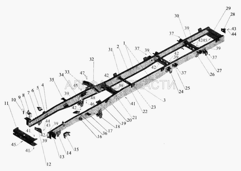 Рама автомобиля-сортиментовоза МАЗ-533602  