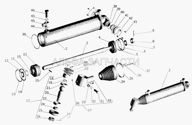 Силовой цилиндр гидроусилителя рулевого управления (252019-10 Шайба 20) 