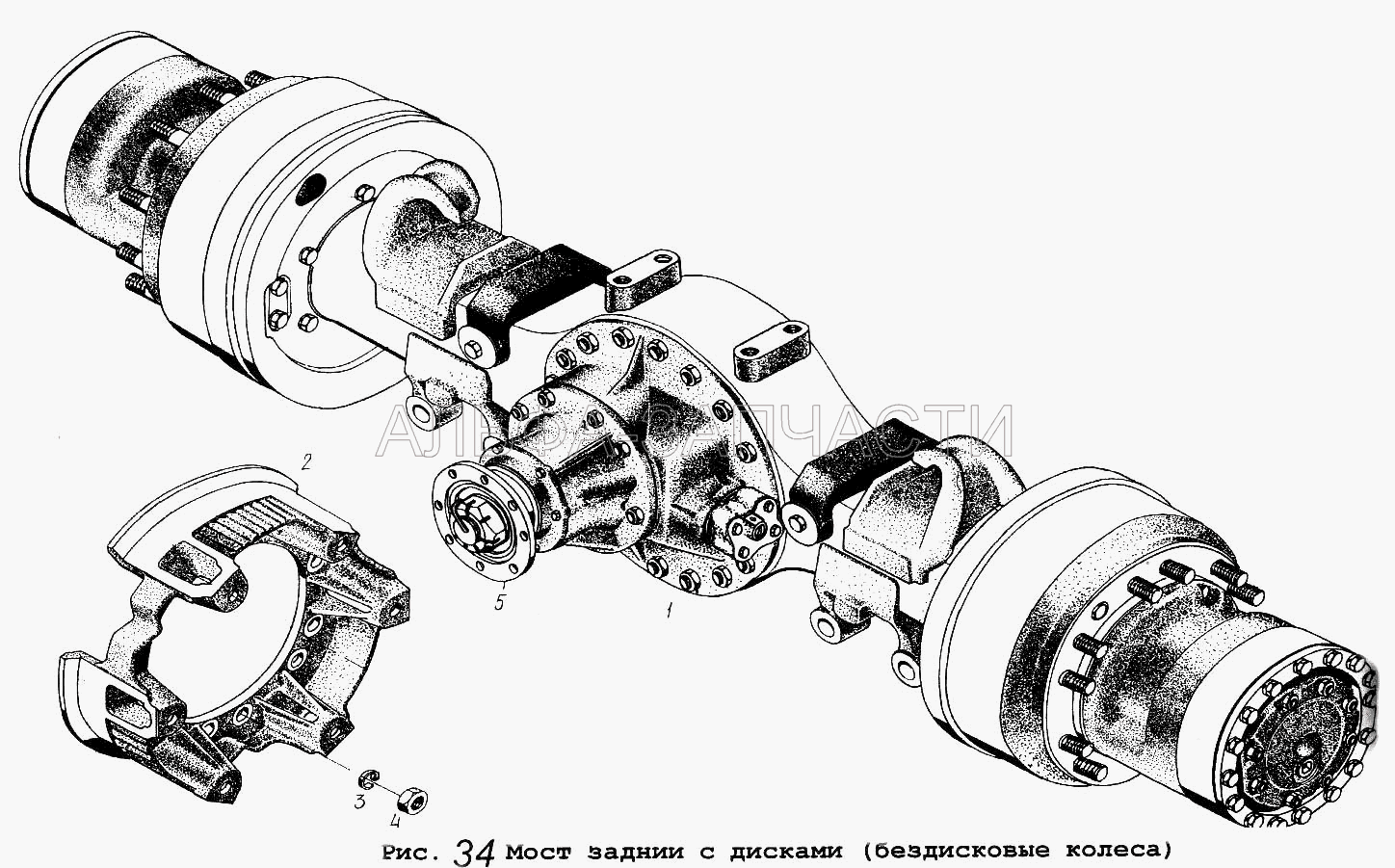 Мост задний с дисками (бездисковые колеса) (252141 Шайба 20 ОТ) 