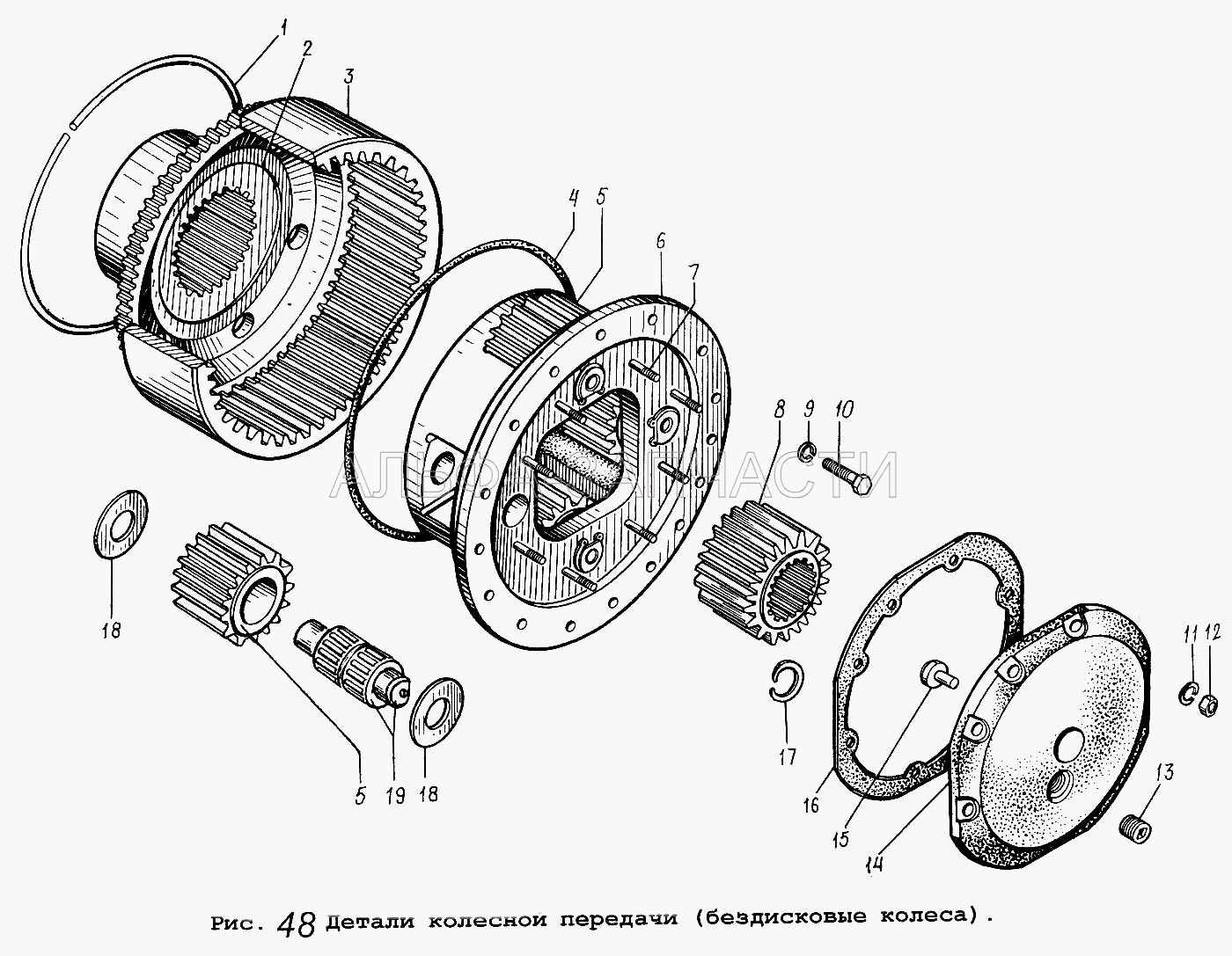 Детали колесной передачи (бездисковые колеса)  