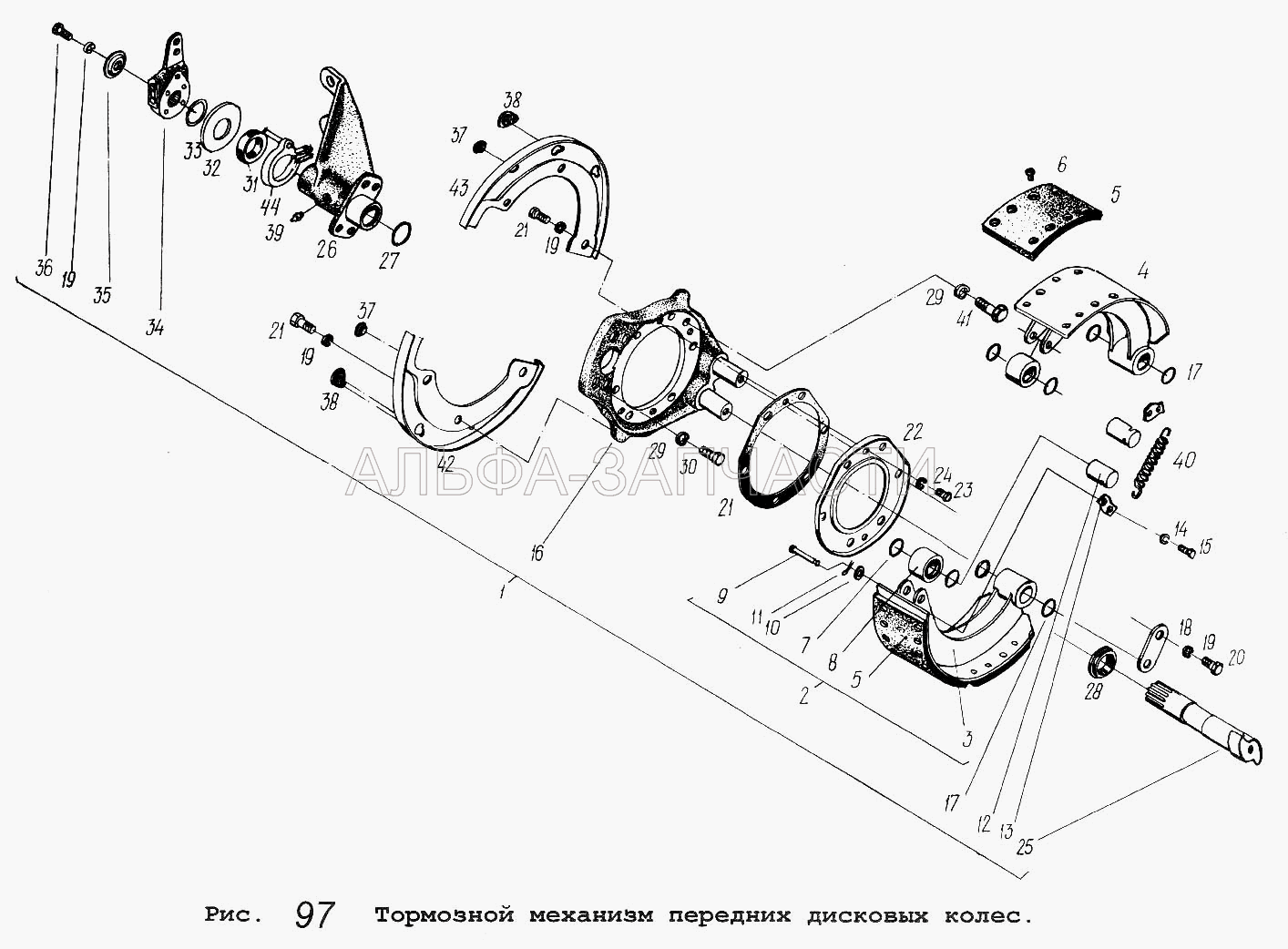 Тормозной механизм передних дисковых колес (64221-3501236 Рычаг регулировочный в сборе) 