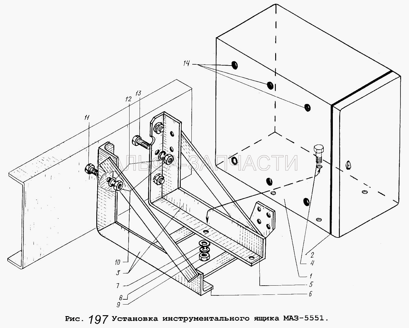 Установка инструментального ящика МАЗ-5551 (252039 Шайба 10) 