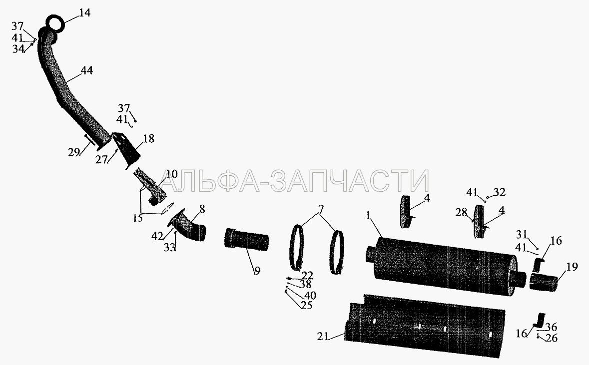 Установка системы выпуска МАЗ-533702 (630300-1203120 Патрубок) 