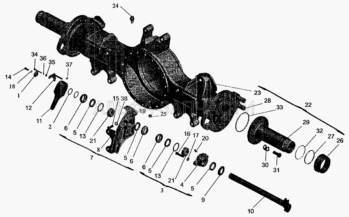 Картер моста с приводом тормозного механизма автомобилей МАЗ-630308, МАЗ-630305, МАЗ-630303  