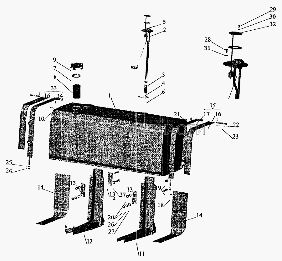 Крепление топливного бака (500 литров) (372780 Болт М18х1,5-6gх75) 